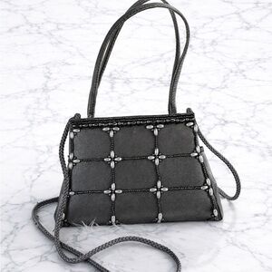 Grey Beaded Evening Mini Bag Shoulder Purse